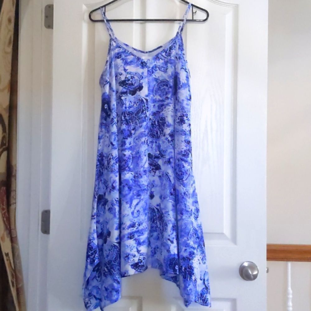 Charming Charlie bandana style dress. Blue and white size medium